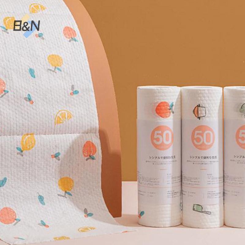 B & N 50 Cái / Cuộn Từ Khăn Lau Lười Có Thể Tái Sử Dụng Khăn Tre Ướt Và Khô Cho Nhà Bếp.