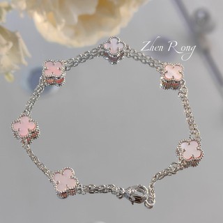 Châu Âu Mỹ ins Phong Cách Mới Mini Hồng Fritillary Sáu Hoa Bốn Lá Vòng Tay Cỏ Ba Lá Nữ