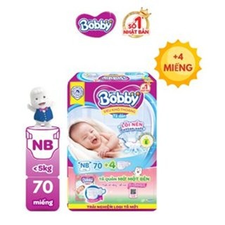 [TẶNG MIẾNG NGẪU NHIÊN] Tã dán sơ sinh Bobby XS70+4( NB70+4)