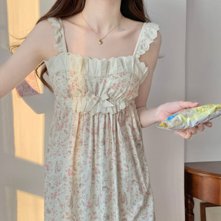 Size Lớn Váy Ngủ Nữ Ngọt Ngào Bộ Đồ Ngủ Có Miếng Lót Ngực Phong Cách Công Chúa Mùa Hè Váy Ngủ Hoa Xù Giữa Chiều Dài Bộ Đồ Ngủ Kích Thước Lớn Phụ Nữ Có Thể Mặc Bên Ngoài Homewear Sling Dress
