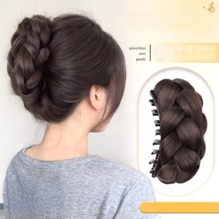 Vận chuyển nhanh - Tóc giả đầu Bun EANEST kẹp tóc tự nhiên tổng hợp màu đen và nâu mượt mà dành cho nữ