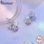 Bamoer 925 Sterling Sliver Charm Mặt dây chuyền nàng tiên cá màu tím cho vòng tay Quà tặng cho Momen