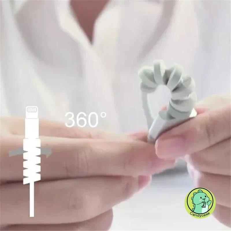1 Chiếc Màu Ngẫu Nhiên Bảo Vệ Cáp Đa Năng Dữ Liệu Silicon Xoắn Ốc Cuộn Dây Dây Cáp Tổ Chức Cho iPhone USB Sạc Cáp Bảo Vệ
