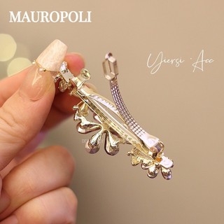 Mauropoli Kẹp kim cương giả hồng lò xo cao cấp, mũ đội đầu nửa đầu, phụ kiện tóc