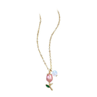 Vòng cổ ngọc trai hoa Tulip ánh sáng sang trọng mặt dây chuyền xương đòn ngọt ngào người phụ nữ