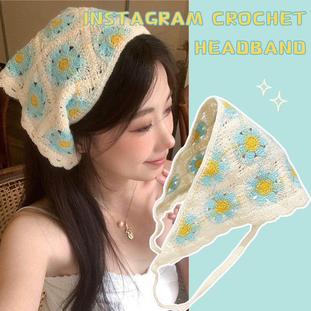 Băng đô phong cách mục vụ - Khăn quàng cổ tam giác rỗng dệt kim - Dâu tây, Hoa, Retro, Ngọt ngào, Dễ thương - Phụ kiện tóc cho nữ - Băng đô tóc Boho