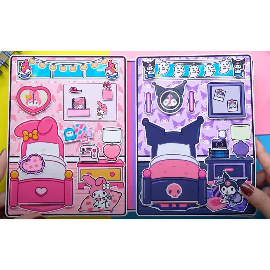 Đồ chơi giấy ngồi nhà búp bê bằng giấy Wednesday Ngôi nhà của kuromi và My Melody đồ chơi thủ công