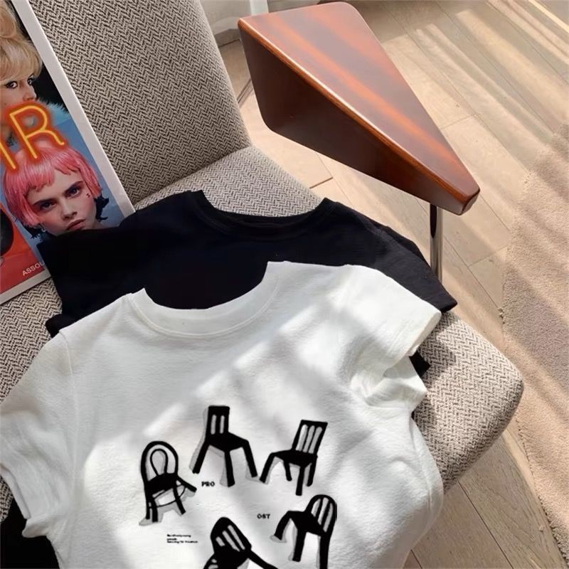 Milyfashion Áo Thun Mỹ Ngắn Tay Nữ Niche Thiết Kế Thường Ngày Ngọt Ngào Nhỏ Slim-fit Phong Cách Mới Cao Cấp Hàng Đầu Nữ