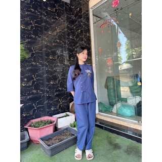 set đồ bộ cổ trụ an thêu sen, pháp phục phật giáo đi chùa