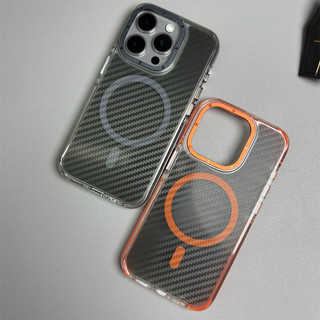Nhẹ Sang Trọng Cao Cấp Kết Cấu Carbon Nam Châm Tôi Điện Thoại 15 Pro max Ốp Cứng Chống Sốc Cho iPhone 14 13 12 Pro max Plus iPhone11 Ốp Từ Tính Cao Cấp Trong Suốt
