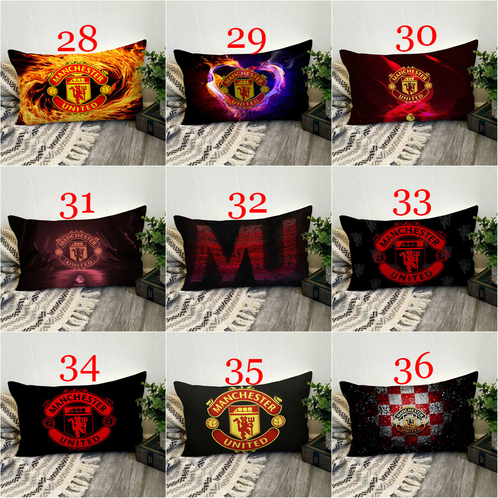 Logo Manchester United FC Vỏ gối hình chữ nhật Vỏ gối Polyester in một mặt Trang trí nội thất Món quà tốt nhất (Không có lõi)