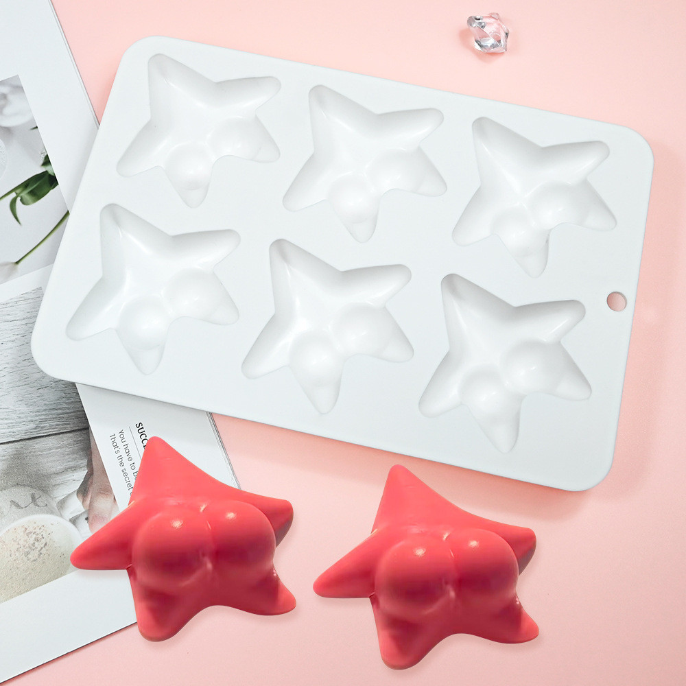 12 Khoang Đào Khuôn Silicon Bánh Ngôi Sao Mousse Khuôn Bánh Hình Trái Tim Chocolate Khuôn Nướng Bánh Silicon- & - &