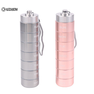 Kuzhen Kín Chống Thấm Nước 7 Ngày Chia Hợp Kim Nhôm Kim Loại Hộp Thuốc Hàng Tuần HOT