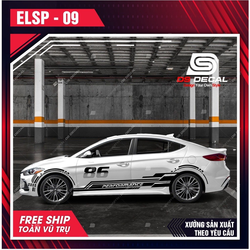 Tem dán xe ô tô Hyundai Elantra 030 decal dán xe ô tô DS Decal