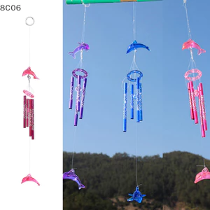 Dolphin Creative Crystal 4 ống kim loại Chuông gió Trang trí nội thất [8C]