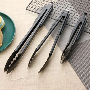 Kẹp thức ăn màu đen bằng thép không gỉ 3 kích thước 24/30/35cm