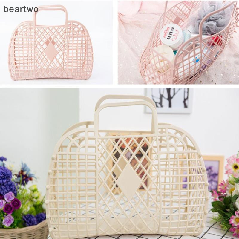 < Beartwo > Túi dung tích lớn Túi Tote cầm tay thạch rỗng Giỏ đựng đồ có thể tái sử dụng và dễ dàng làm sạch đẹp