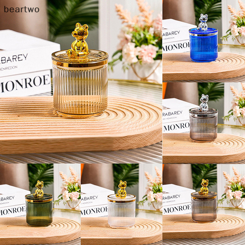 < Beartwo > Hộp đựng khăn bông hình gấu dễ thương Hộp đựng thanh bông Hộp đựng mỹ phẩm Hộp sắp xếp đẹp