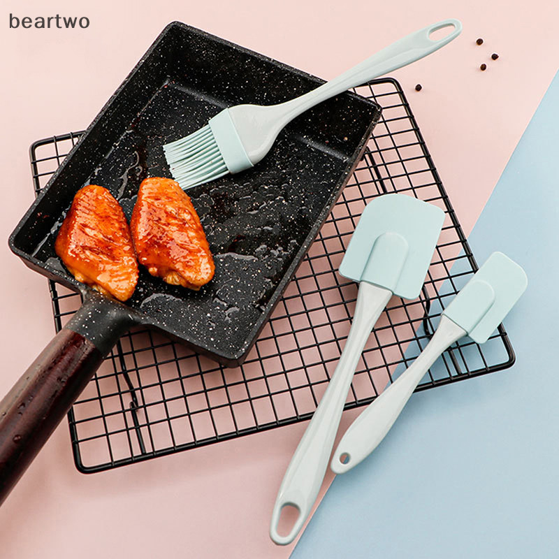 < Beartwo > 3 Cái / bộ Dụng Cụ Nướng Bánh Silicon DIY Bánh Bơ Kem Thìa Dầu Bàn Chải Đẹp