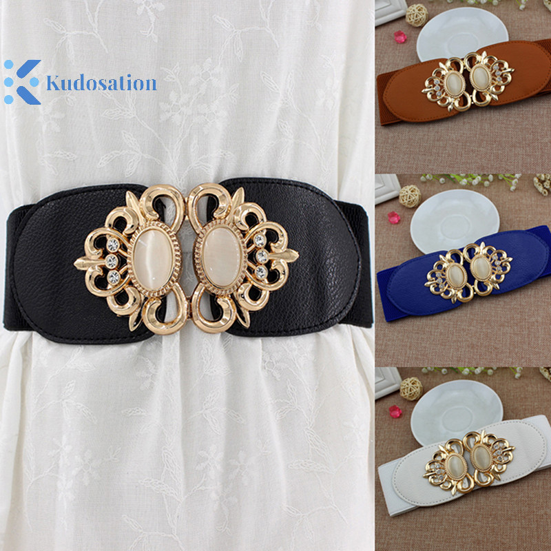 Kudosation Thời Trang Nữ Retro Co Giãn Co Giãn Đầm N Thắt Lưng Đầm Phụ Kiện