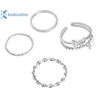 Kudosation 3 Cái / 4 Cái Hip Hop Punk Mở Có Thể Điều Chỉnh Bộ Nhẫn Nữ Nhẫn Kim Loại Nhẫn