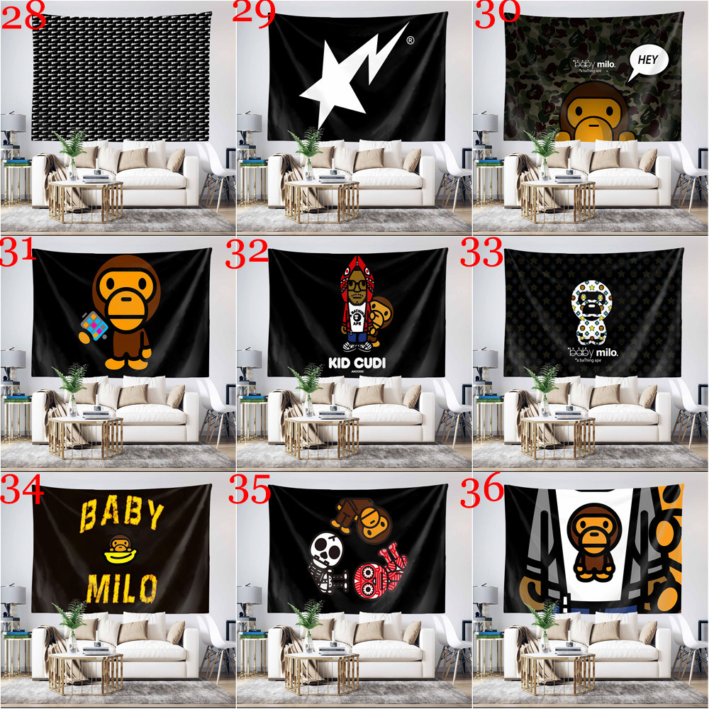 Baby Milo Bape Tấm Thảm Treo Tường Có Kẹp Polyester Tấm Thảm Phòng Ngủ Treo Tường Tấm Thảm Trang Trí Nhà Cửa