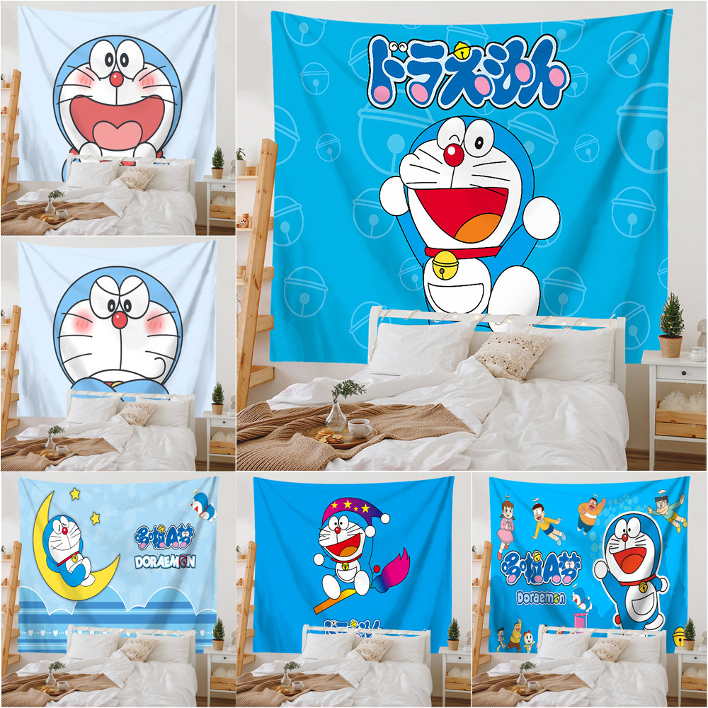 Phim hoạt hình dễ thương Doremon Tấm thảm treo tường có kẹp Tấm thảm Polyester Phòng ngủ Tấm thảm treo tường Món quà tốt nhất Trang trí dễ thương cho phòng trẻ em