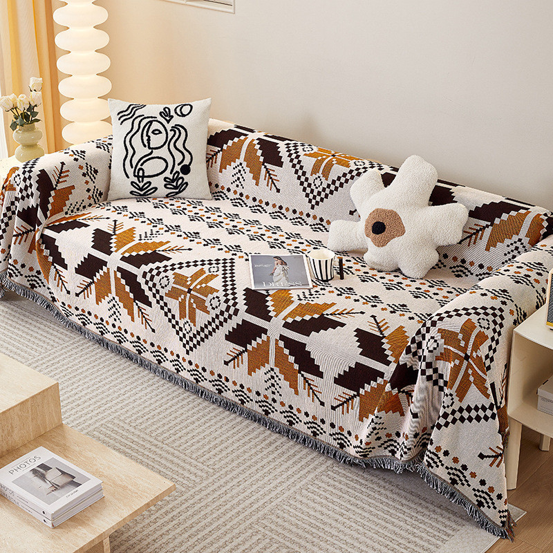 Vỏ sofa tua rua đơn giản hiện đại, Vỏ một mảnh, Chăn sofa chống trượt đa năng dày dặn và chống trầy xước cho mèo, Thích hợp cho ghế sofa hình chữ L