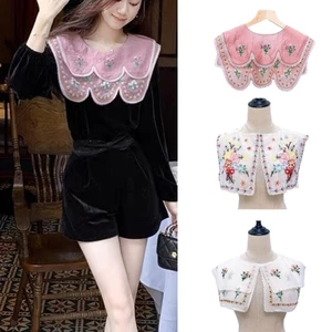 Mya Vintage Cổ Hoa Có Thể Tháo Rời Thêu Hoa Cổ Giả Nữ Cổ Áo Cổ Ngựa Váy Cổ Giả