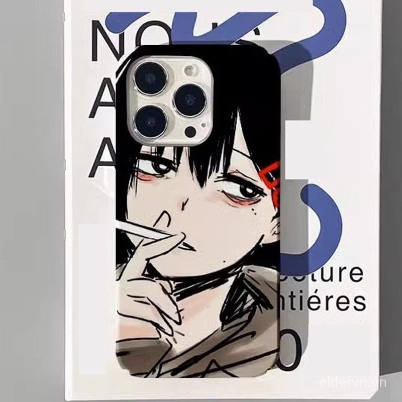 Ốp Điện Thoại QYJS Phim Thích Hợp Cho IPhone X XS XR XSMAX SE 11 12 PRO 13 14 15 ProMax 7 8 PLUS 14 15 PLUS Anime Chainsaw Man Frosted Female Hard Shell Vỏ Bảo Vệ Điện Thoại Chống Sốc C2WO