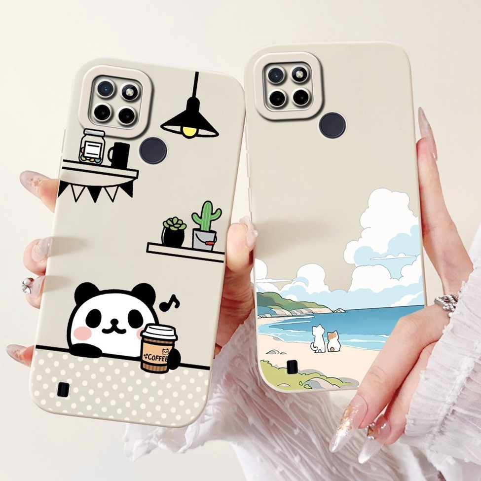 Dành Cho Realme C25Y Ốp Lưng C21Y Chống Sốc Thẩm Mỹ Mèo Dễ Thương Bé Trai Màu Đen Ốp lưng Realme C21Y Ốp Lưng RMX3261 RMX3268