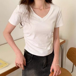 Áo Thun Tay ngắn babytee cổ tim rúm eo