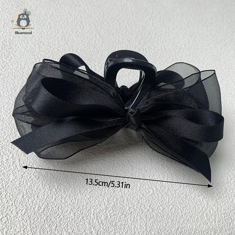 [Bluemood] Kẹp Tóc Lưới Nơ Móng Vuốt Kẹp Tóc Lớn Nơ Kẹp Tóc Barrettes Cho Đuôi Ngựa Phụ Kiện Tóc Mới