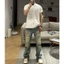 Quần jeans thẳng rách mới mùa xuân 2025 cho nam, phiên bản Hàn Quốc, đã giặt