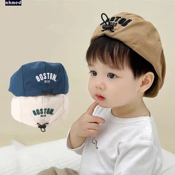 Mũ nồi cho bé AHMED, Mũ lưỡi trai thêu chữ có dây rút cho trẻ em, Mũ lưỡi trẻ em màu trơn cổ điển Mũ lưỡi trai ngoài trời