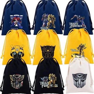 Túi dây rút Transformers vải sang trọng, túi lưu trữ hoạt hình, túi quà tặng