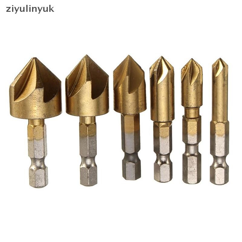 Ziyulinyuk 3 Bộ 12 / 16 / 19mm Bộ Mũi Khoan Khoan Khoan Khoan Cho Gỗ Kim Loại Thay Đổi Nhanh Mũi Khoan Dụng Cụ Chamfer Dụng Cụ Khoan EN