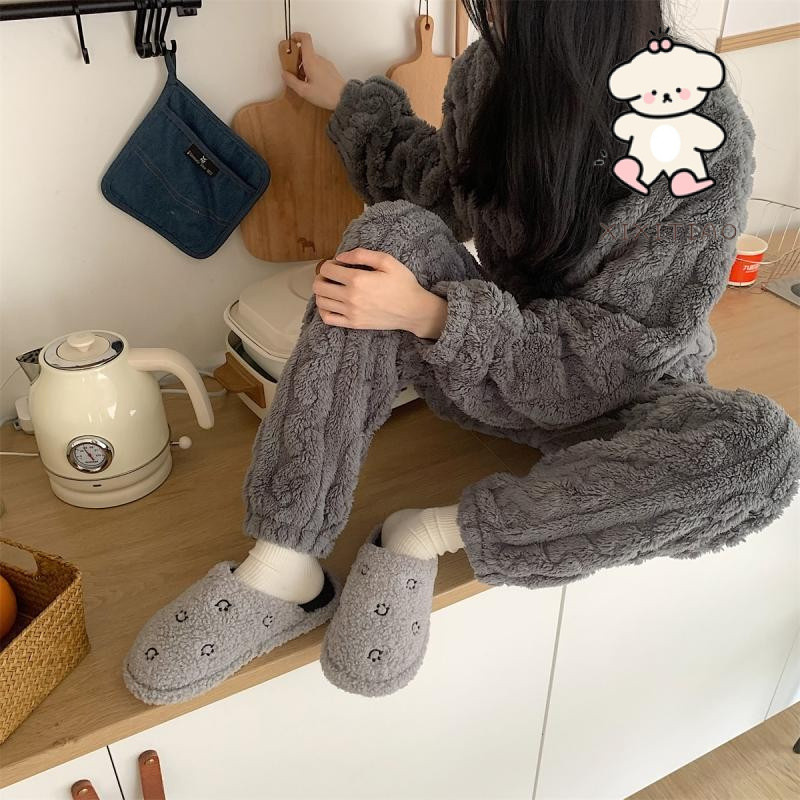 Dép Cotton Xixitiao Mặt Cười Đơn Giản Giữ Ấm Thời Trang Phong Cách Mới Trong Nhà Nhà