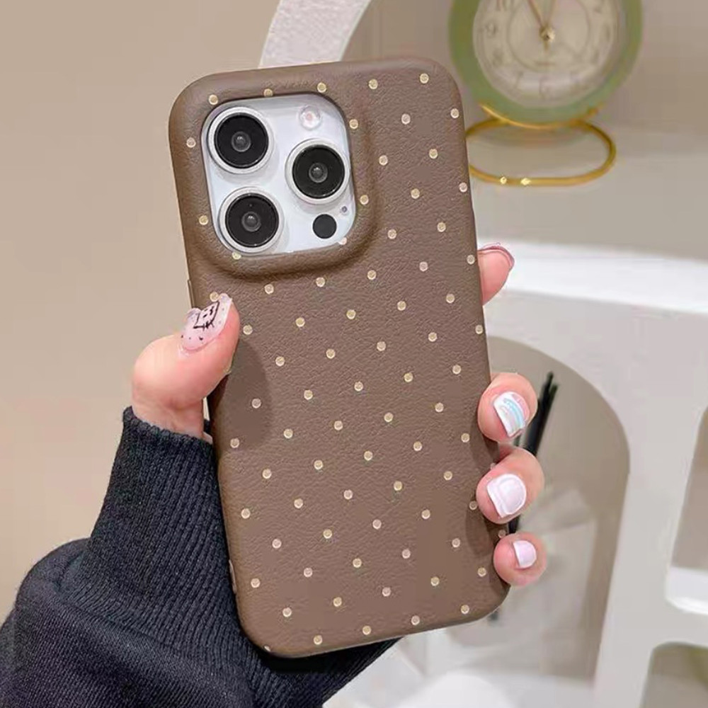 Ốp Điện Thoại Da Chấm Toàn Màn Hình Cho iPhone 17 Pro Max 16 Plus 15 14 13 12 11 Pro Max Vỏ Bảo Vệ Chống Sốc