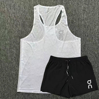 Track and Field Sports Student Training Quick-Drying Sports Suit Men's Marathon Running Mesh Vest with Lining Shorts SIjs