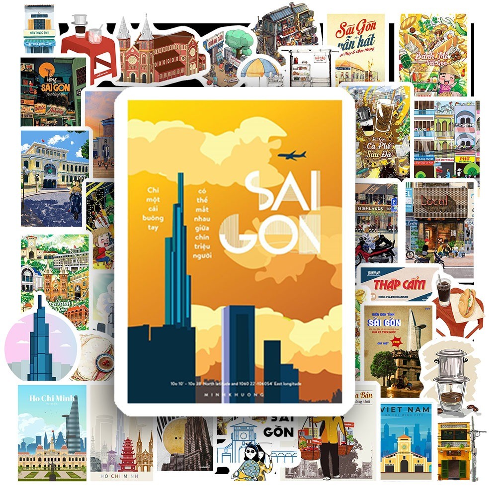 50 Sticker HÌNH SÀI GÒN chống nước sticker dán laptop, điện thoại, đàn guitar, mũ bảo hiểm, vali | MS: 000400