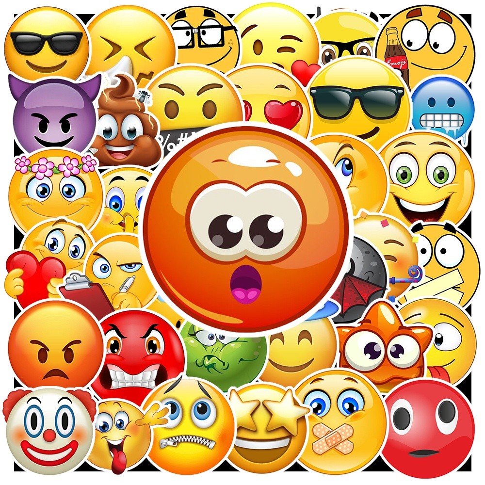 50 Sticker Emoji chống nước sticker dán laptop, điện thoại, đàn guitar, mũ bảo hiểm, vali