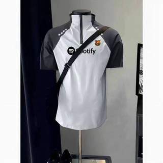 Royal Football Summer New Training Wear Quick-Drying T-shirt Inner Malbarcelona Same Breathable Half Zipper Short Sleeve Men gIaP