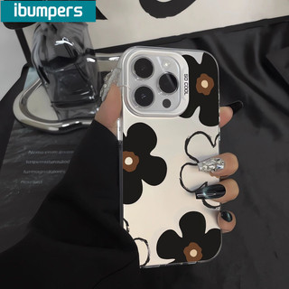 ibumpers Ốp Lưng IPhone Đơn Giản Đẹp Họa Tiết Hoa Đen Ốp Điện Thoại IMD Cứng Trơn Chống Bẩn Chống Sốc Cho IPhone 16 15 14 12 13 11 Pro Max