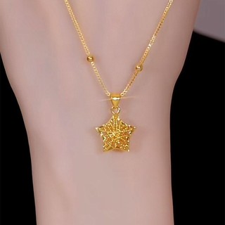 Dây chuyền mặt hình ngôi sao may mắn ba chiều vàng cho phụ nữ, dây chuyền xương đòn đa năng, thiết kế niche bằng thép titan, choker BZ4P