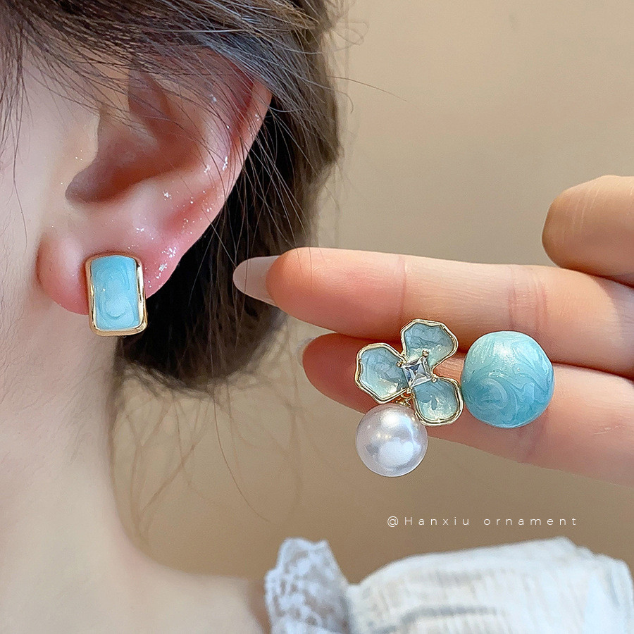 [Jewbeauty] Bông tai rỗng tròn dầu nhỏ giọt cổ điển Bông tai phong cách Hồng Kông Thời trang cá tính cao cấp của trang sức