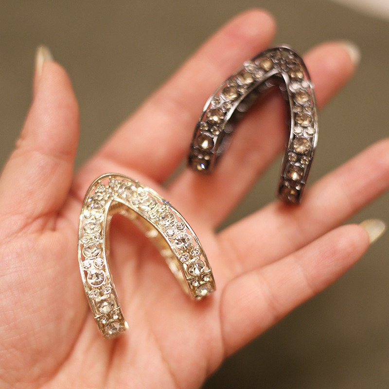 MAUROPOLI [Hàng có sẵn] Dụng cụ cố định đuôi ngựa cao Dụng cụ tiện dụng Kẹp tóc nửa quả bóng kẹp tóc Nữ kim cương giả hình chữ v Kẹp nhỏ Mũ đội đầu