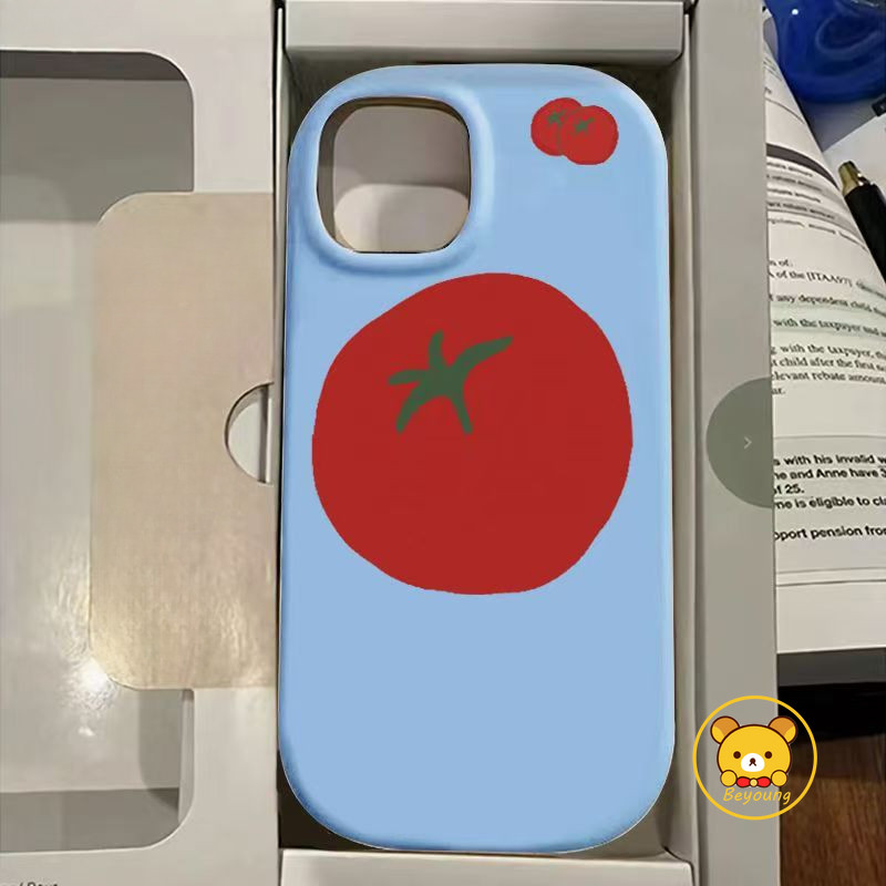 Vỏ Họa Tiết Cà Chua Hoạt Hình Cho iPhone 13 12 Pro Max 13 12 Mini XS Max X XR 8 7 6 6S Plus SE 2020 Vỏ Điện Thoại Mềm Màu Kẹo Dễ Thương Mờ Chống Sốc Ốp Lưng Chống Rơi