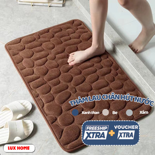 Thảm Lau Chân Siêu Thấm Hút, Chống Trơn Trượt Cao Cấp Họa Tiết Đá Nổi (Dày 1.5CM)