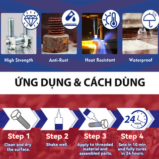 Keo Khóa Ren 243 & 272 - Chống Lỏng Ốc Vít, Chuyên Dụng Cho Xe Máy, 50ml